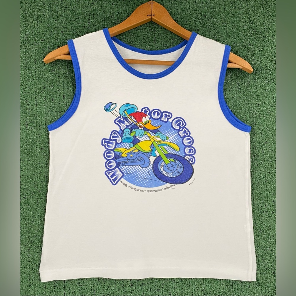 Rare Vintage 1999 Woody Woodpecker Woody Motor Cross Crop Tank Top Women’s XS